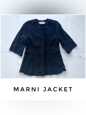 Marni blazer jacket size 6 42 black collarless